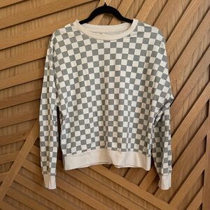 Checkered Gray and White Women's Top